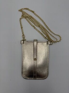 Like New Lilly Pulitzer Metallic Gold Crossbody Phone Pouch with Chain